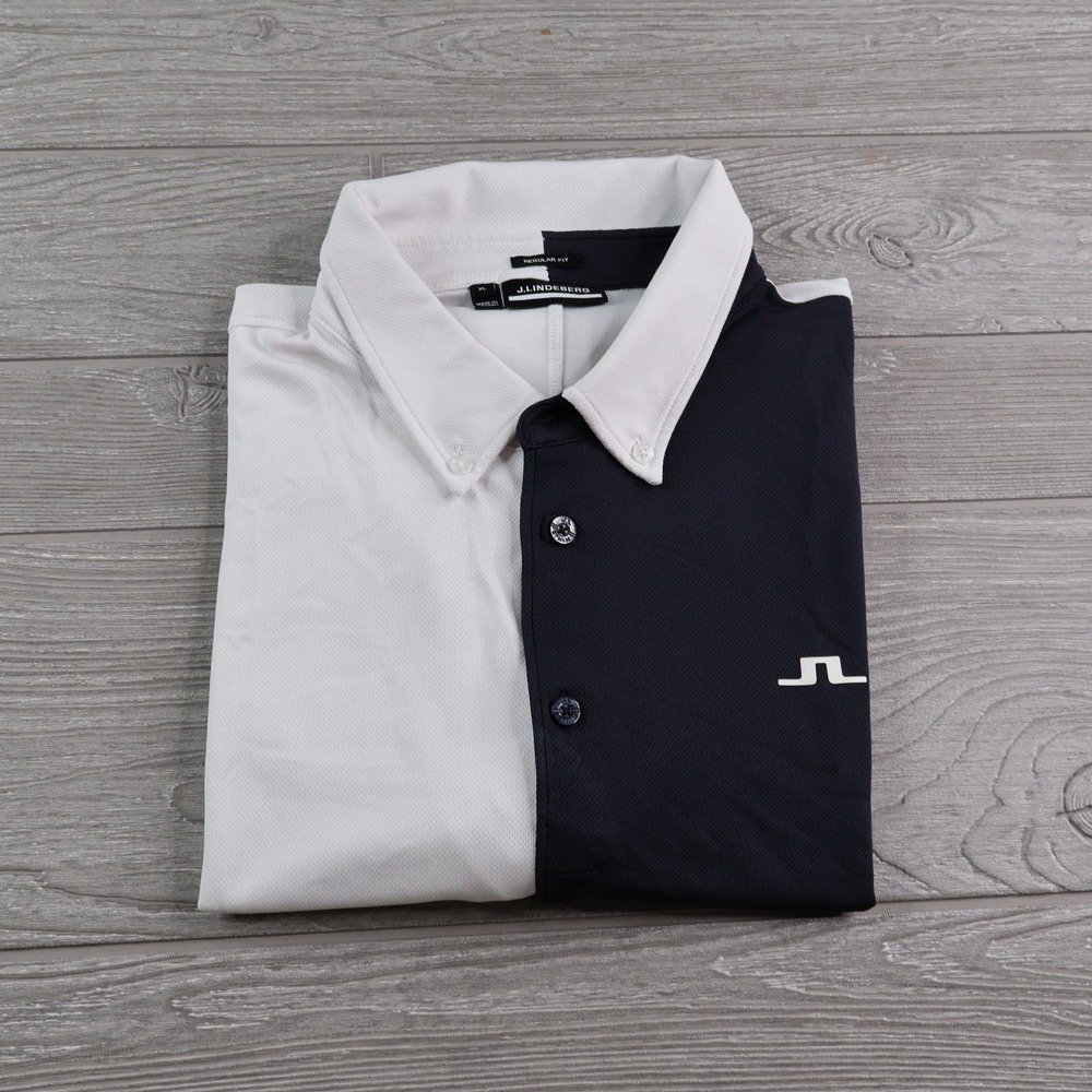 J. Lindeberg Ron Polo Golf Shirt Men's XL Regular Fit White Black Colorblock